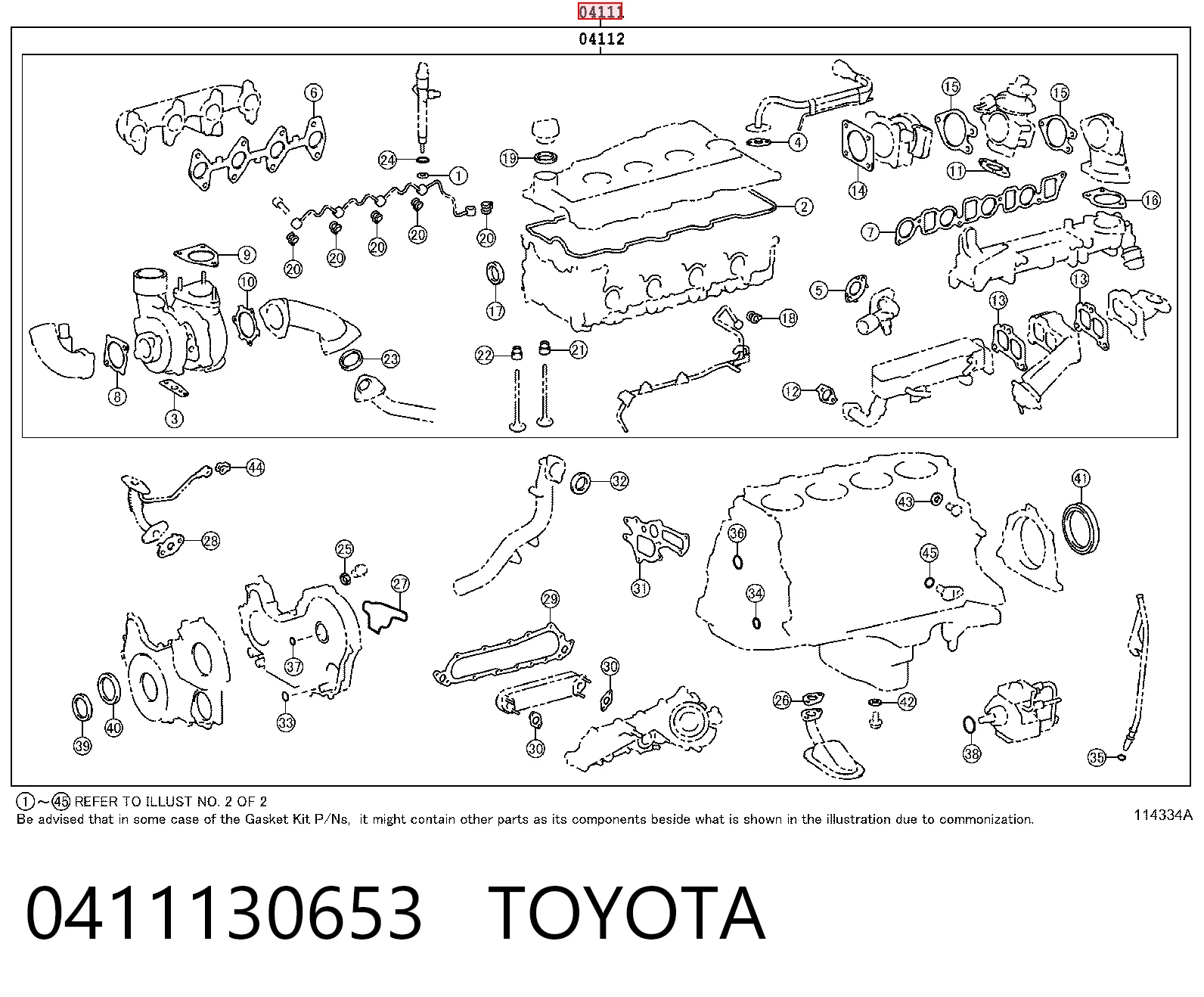  Kit de vedantes de motor completo Toyota Land Cruiser PRADO SUV (J150) (2009 - 2026) PRADO