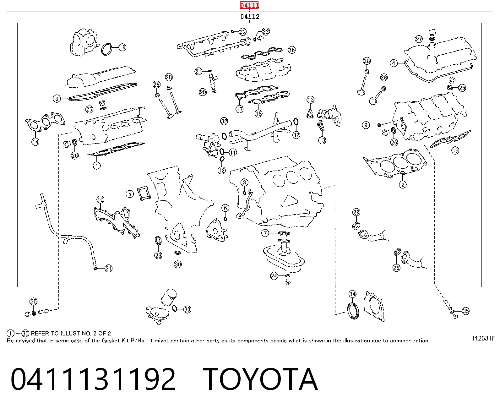  Kit de vedantes de motor completo Toyota Land Cruiser PRADO ASIA SUV (J12) (2002 - 2010) PRADO ASIA