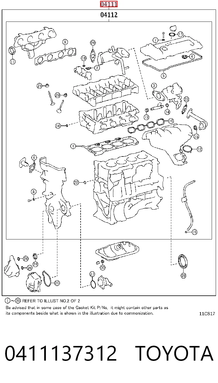 Kit de vedantes de motor completo para Toyota Corolla  E21