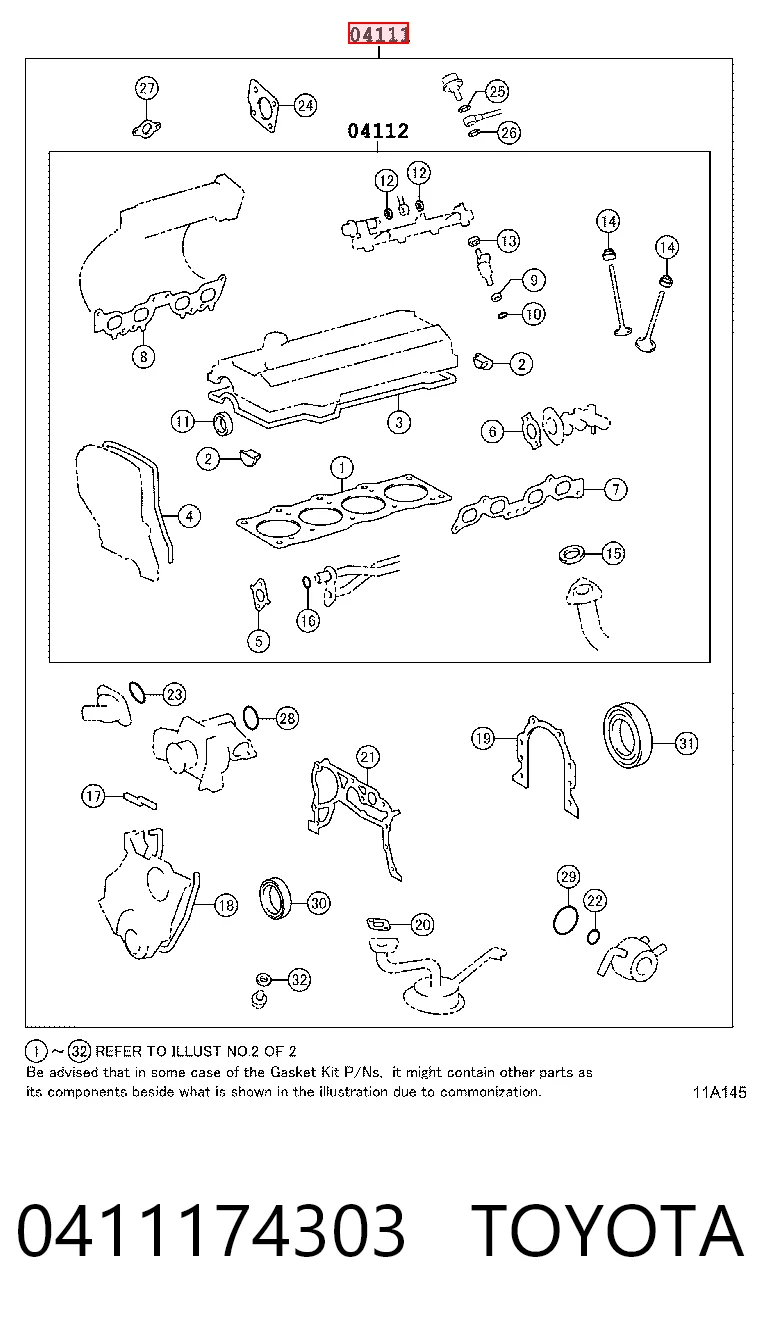  Kit de vedantes de motor completo Toyota Camry III sedan (V10) (1991 - 1996) III
