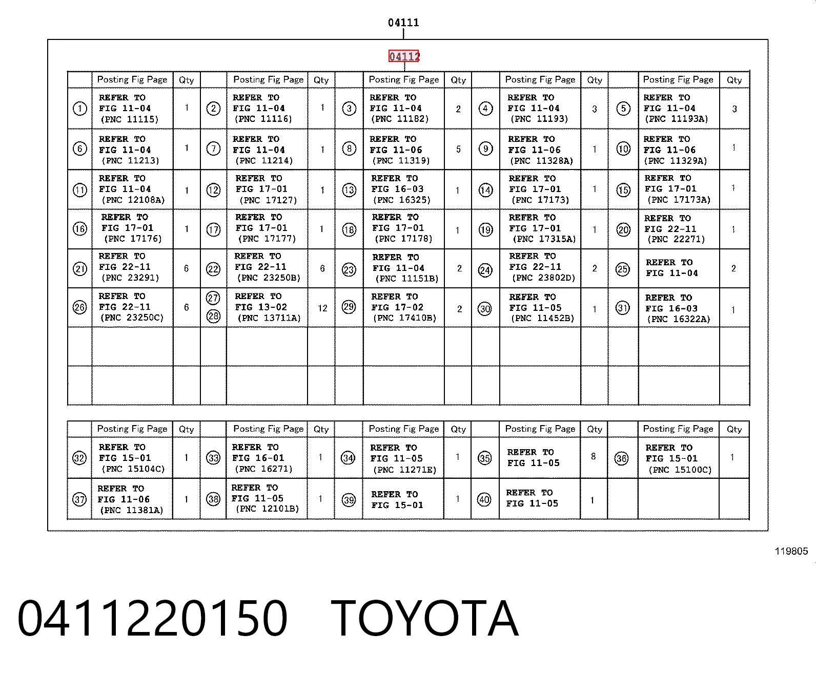 0411220150 Toyota