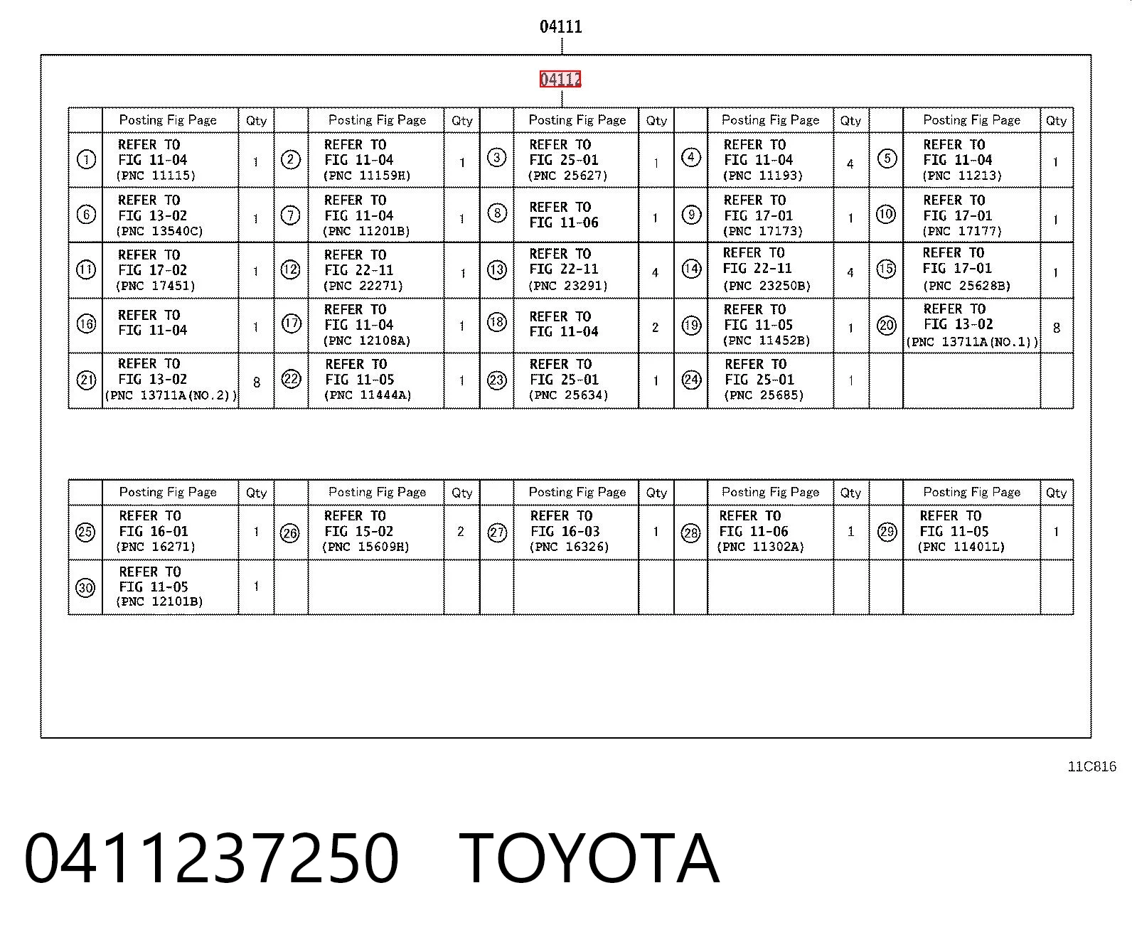 0411237250 Toyota
