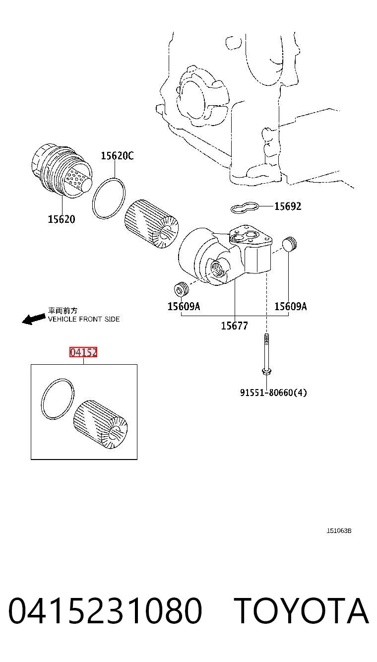 0415231080 Toyota Filtro de óleo