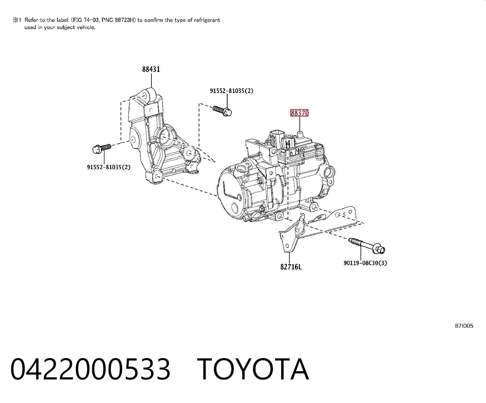 0422000533 Toyota Compressor de aparelho de ar condicionado