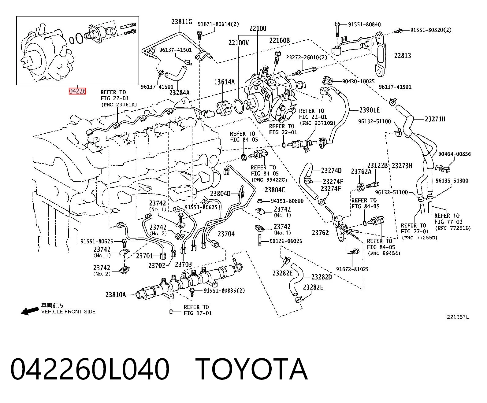 042260L040 Toyota Válvula de regulação de pressão (válvula de redução da Bomba de Combustível de Pressão Alta) Common-Rail-System