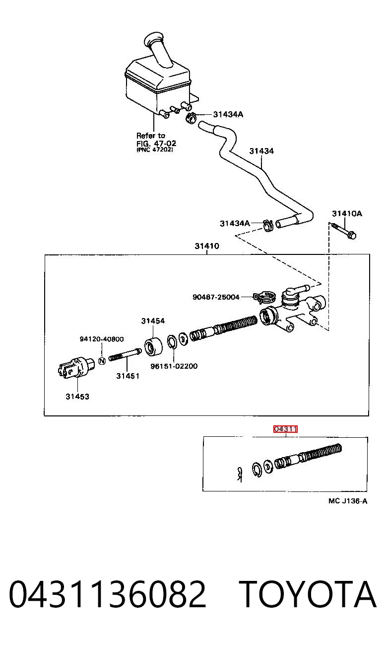  Kit de reparação de cilindro principal de embraiagem Toyota Camry III sedan (V10) (1991 - 1996) III