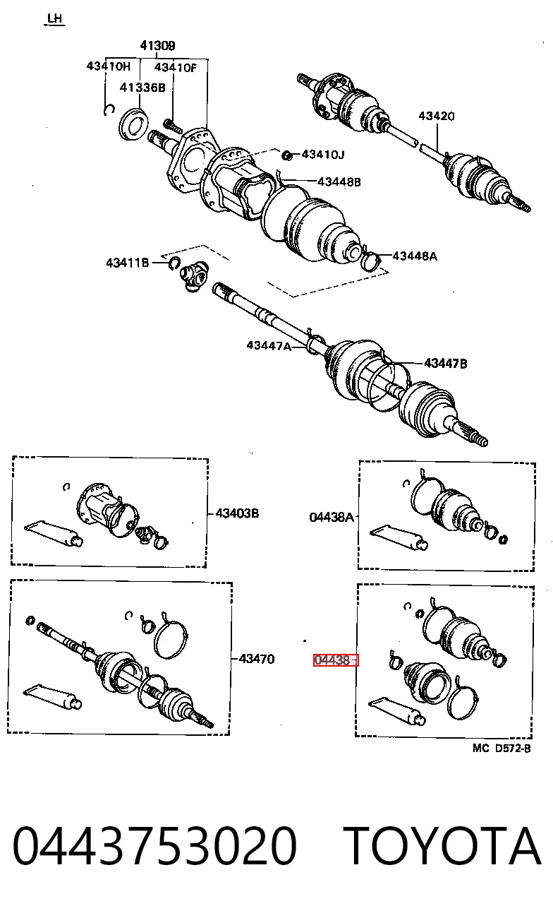  Bota de proteção externa de junta homocinética do semieixo dianteiro Toyota Camry III sedan (V10) (1991 - 1996) III