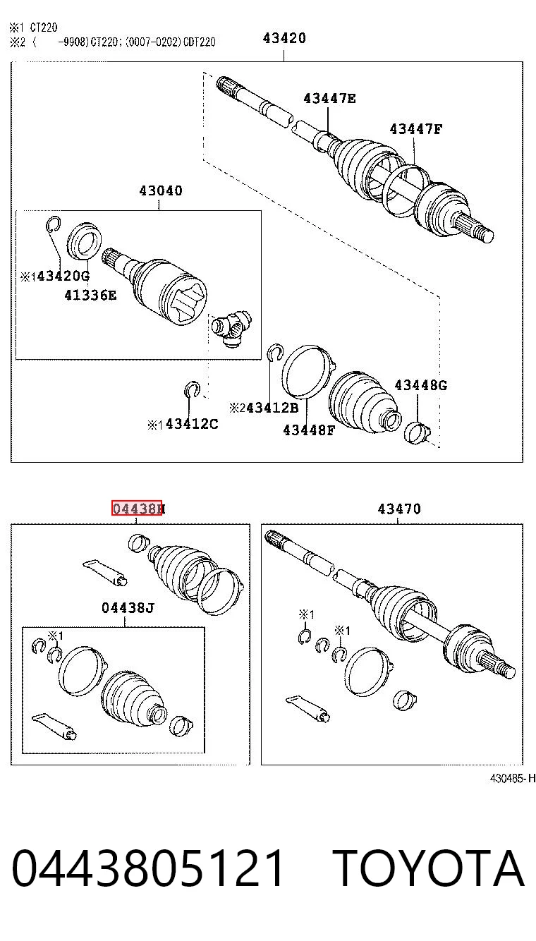 Bota de proteção externa de junta homocinética do semieixo dianteiro Toyota Avensis I T22