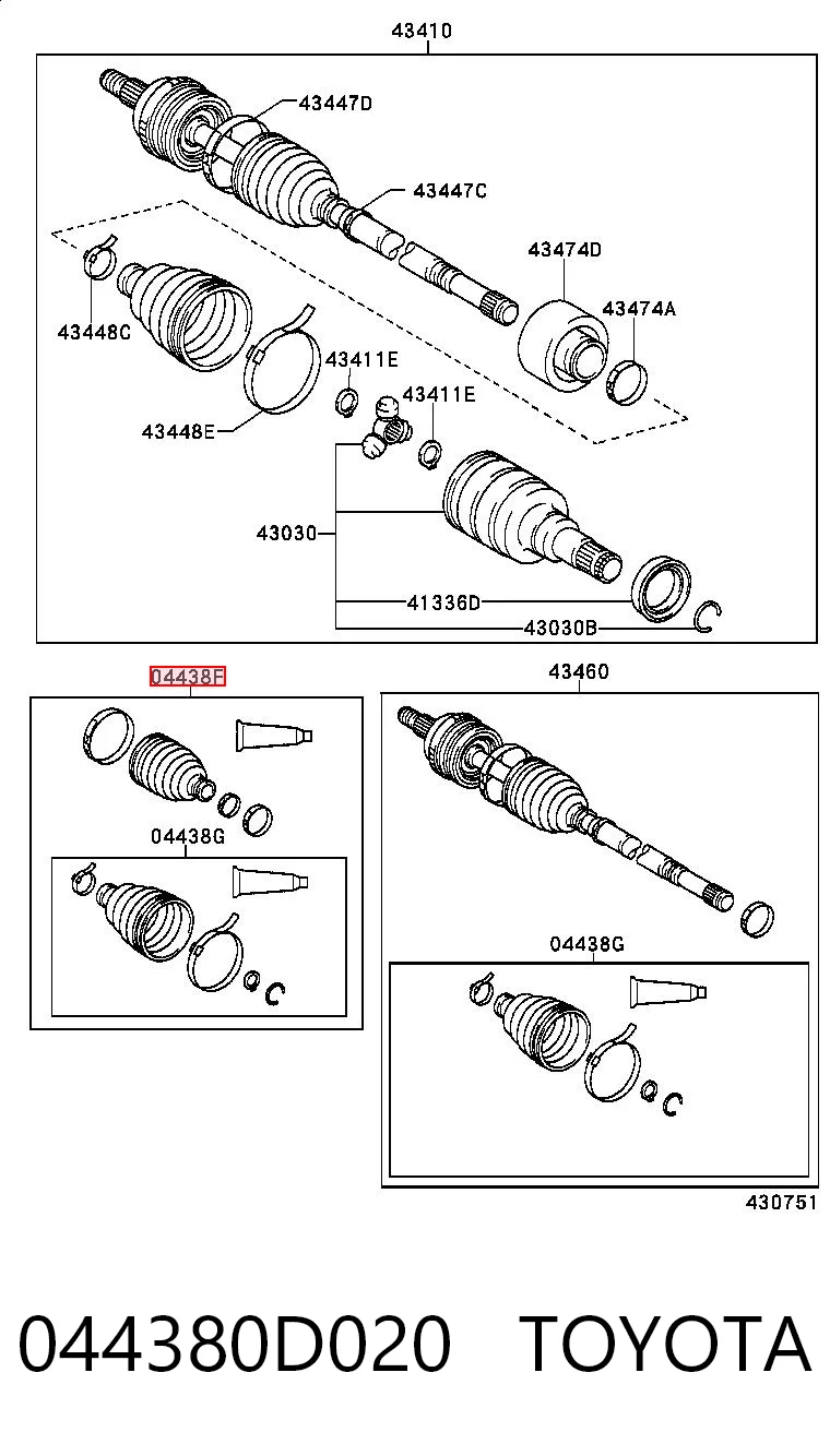 Bota de proteção externa de junta homocinética do semieixo dianteiro Toyota Yaris  P10