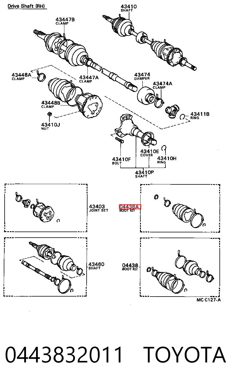 Bota de proteção interna de junta homocinética do semieixo dianteiro para Toyota Corolla  E8