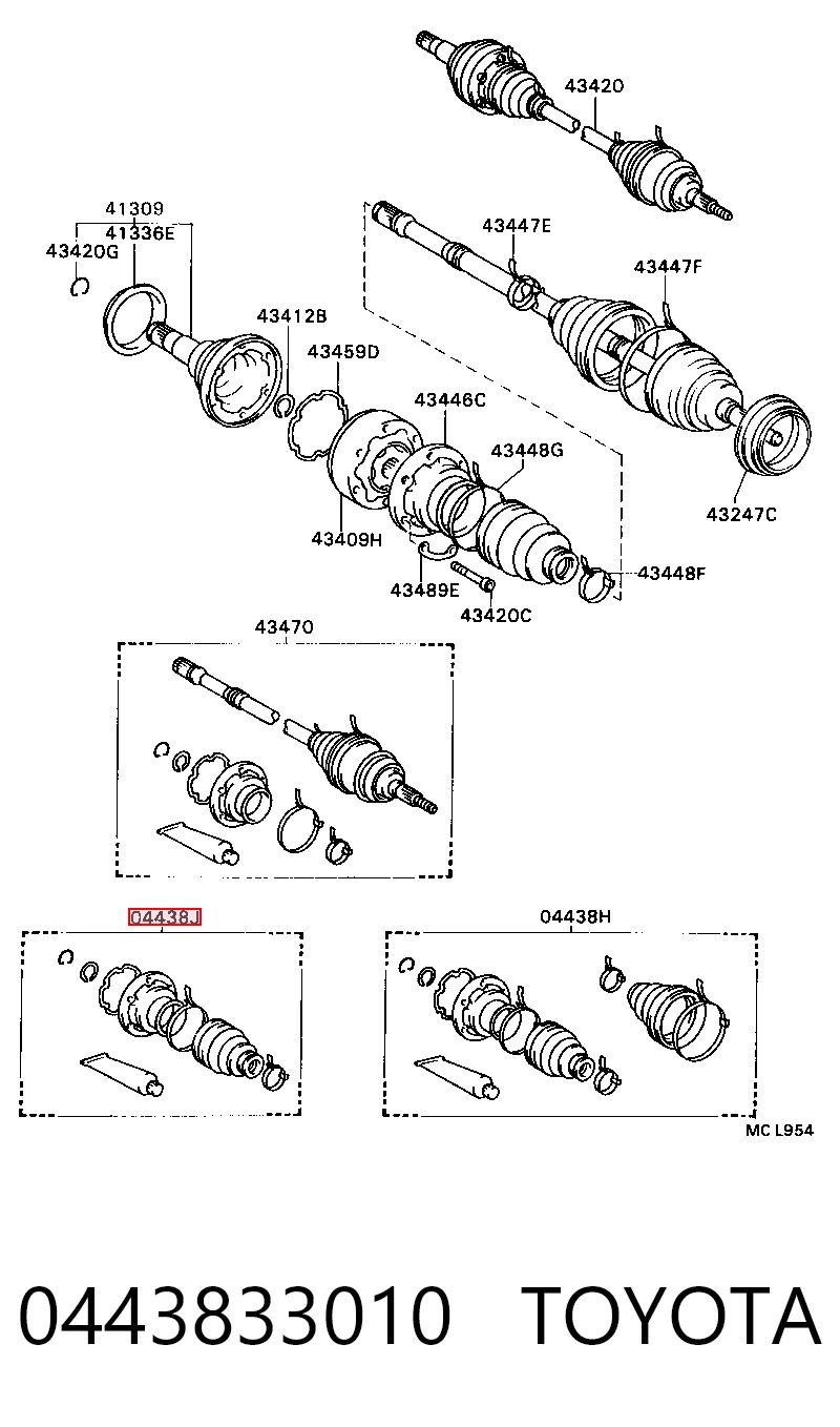 Bota de proteção interna de junta homocinética do semieixo dianteiro Lexus RX 300 MCU15