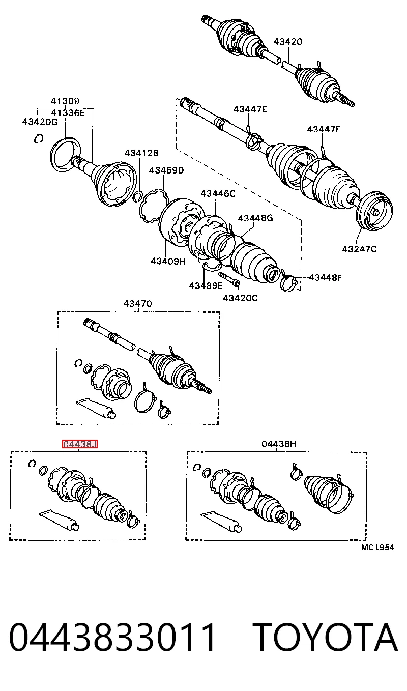  Bota de proteção interna de junta homocinética do semieixo dianteiro Lexus RX 300 SUV (MCU15) (2000 - 2003) 300