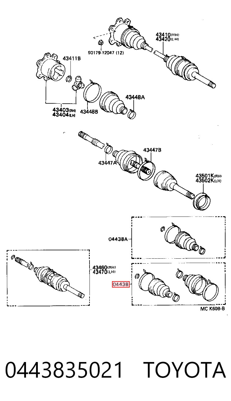  Bota de proteção externa de junta homocinética do semieixo dianteiro Toyota Hiace IV ônibus (H1, H2) (1995 - 2011) IV