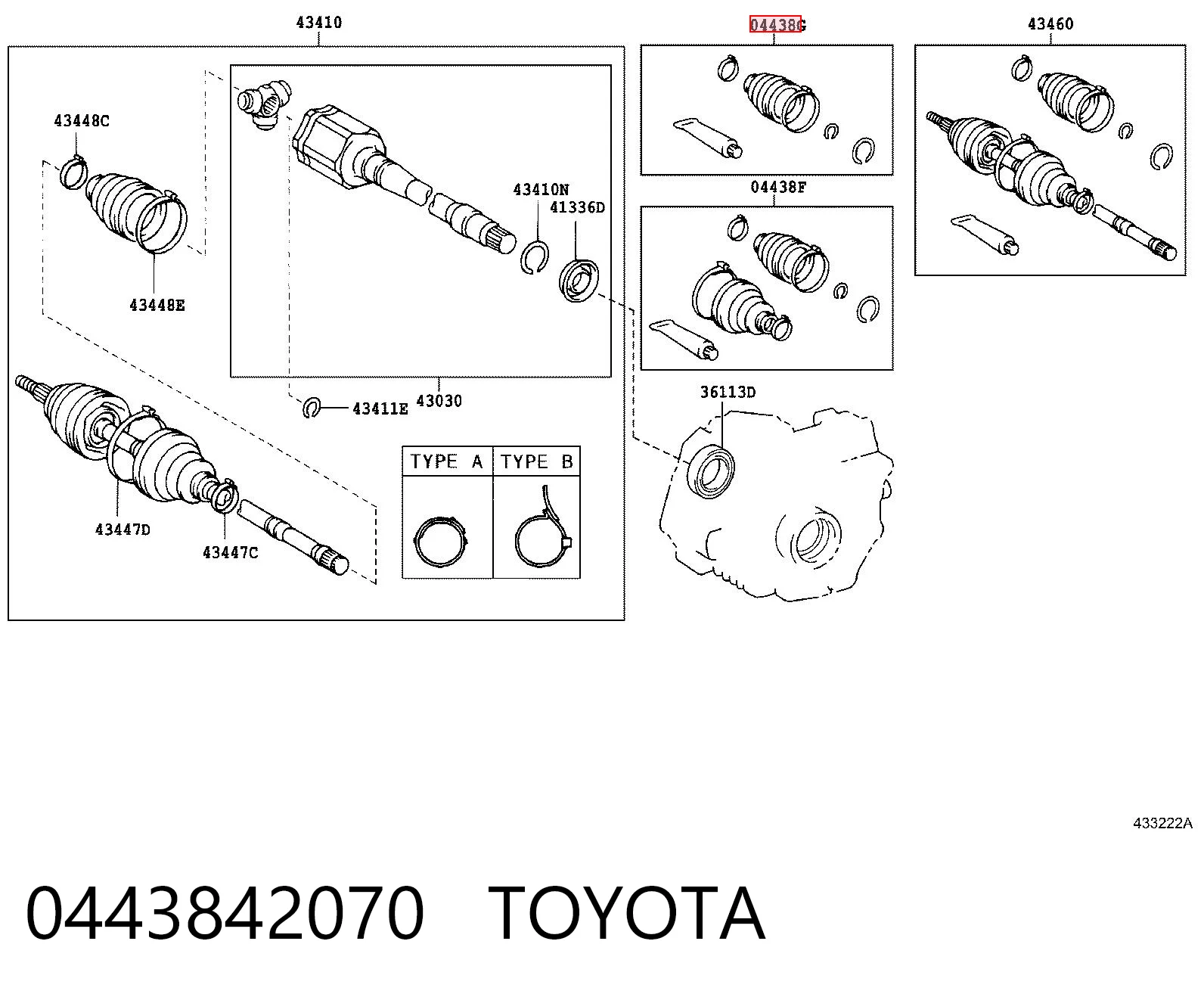 Bota de proteção interna de junta homocinética do semieixo dianteiro para Toyota RAV4 II XA2