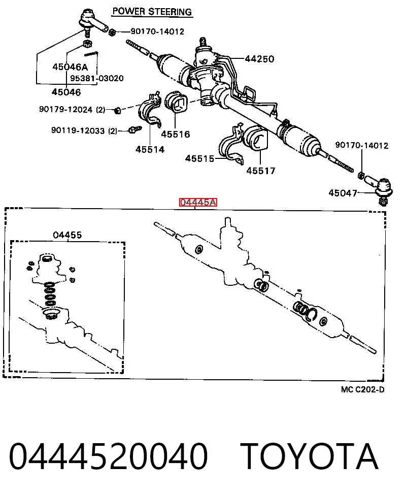 Kit de reparação da cremalheira da direção (do mecanismo), (kit de vedantes) para Toyota Celica T16