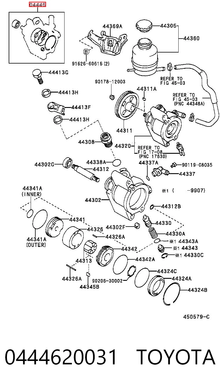 0444620031 Toyota Kit de reparação da bomba da Direção hidrâulica assistida