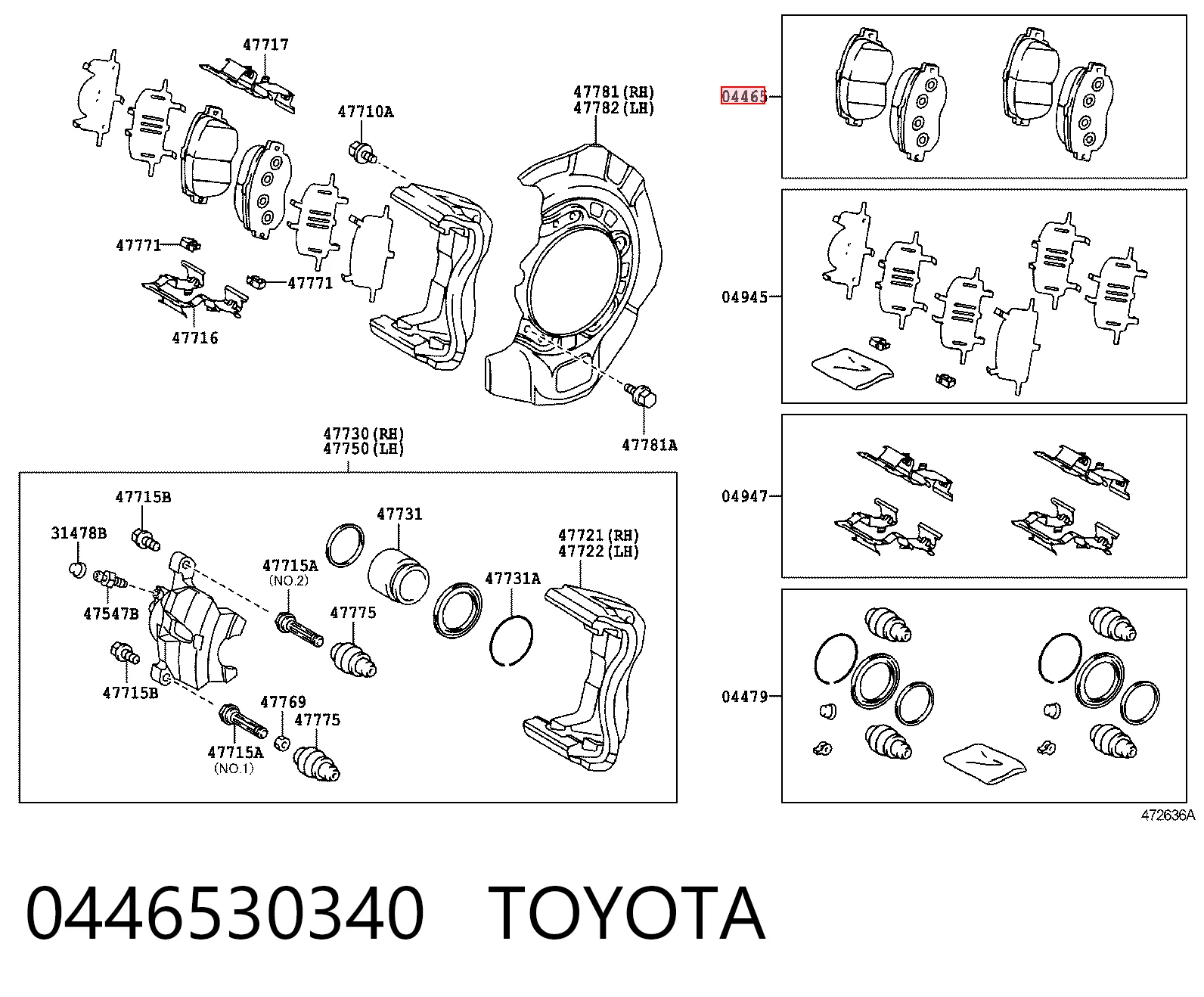0446530340 Toyota Sapatas do freio dianteiras de disco