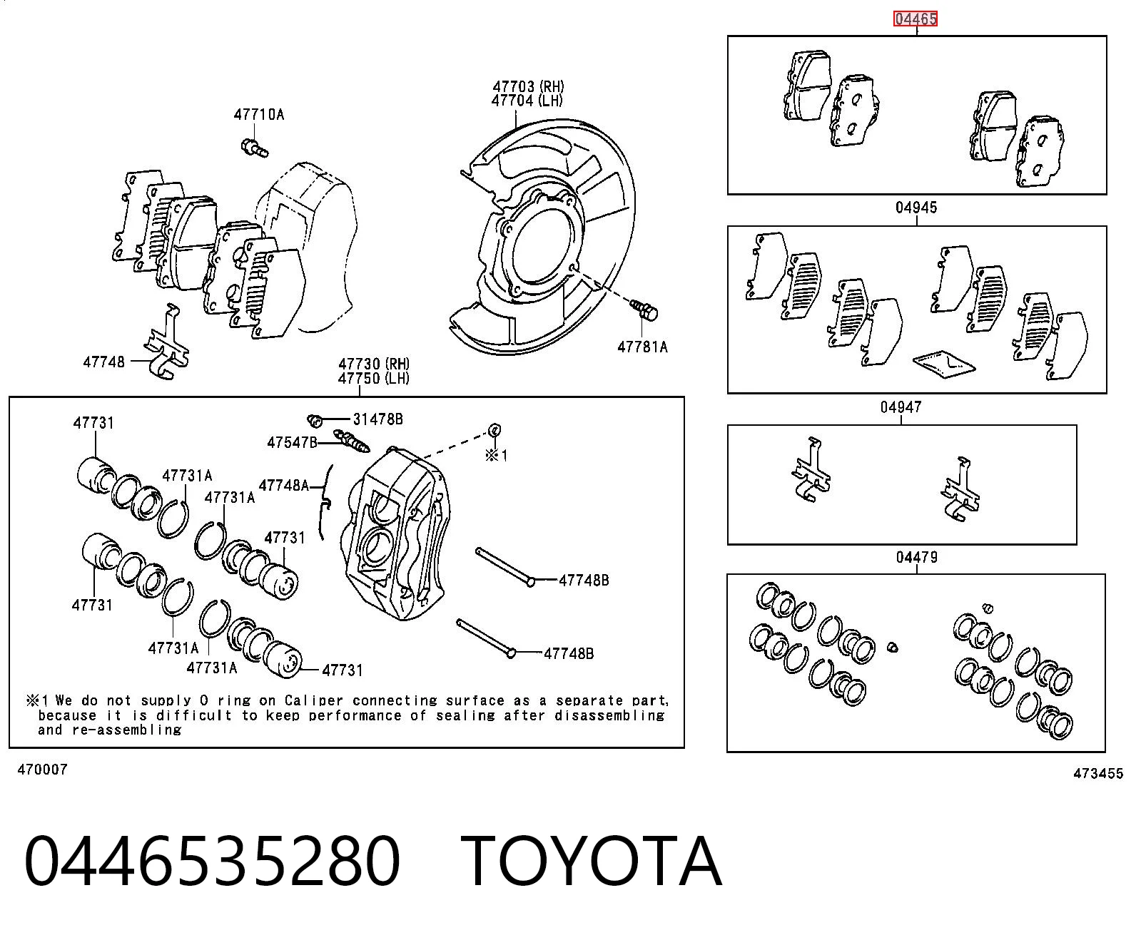 0446535280 Toyota Sapatas do freio dianteiras de disco