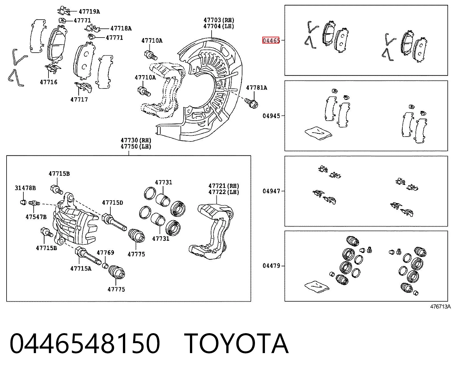 0446548150 Toyota Sapatas do freio dianteiras de disco