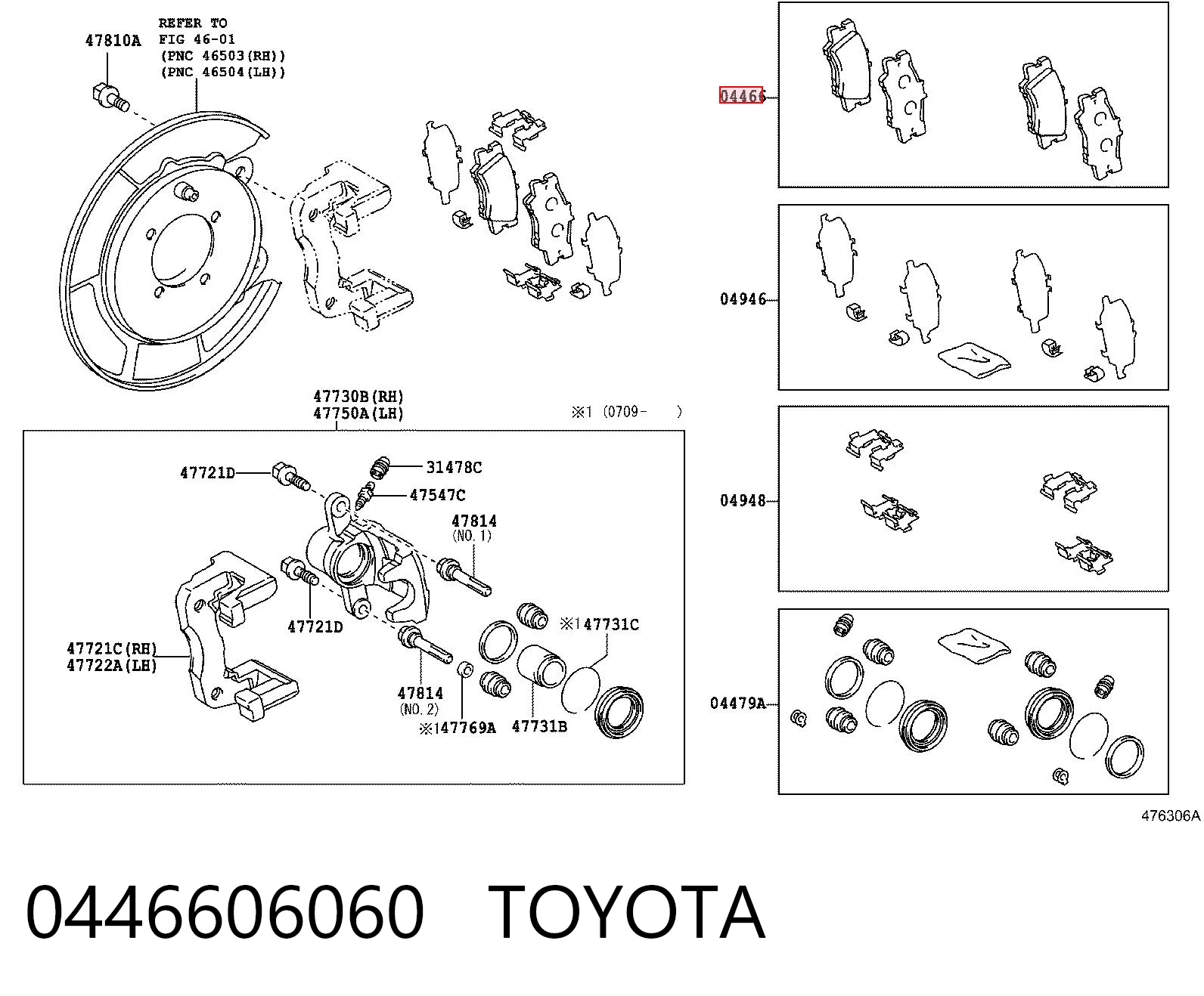 0446606060 Toyota Sapatas do freio traseiras de disco