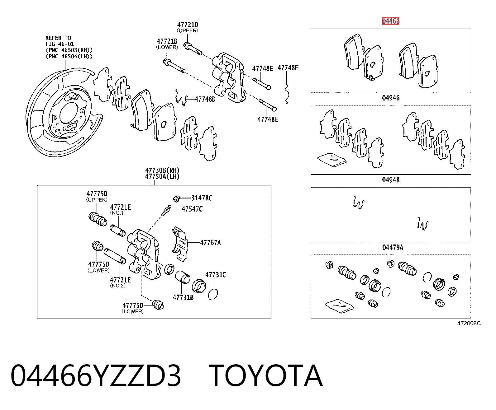 Sapatas do freio traseiras de disco para Toyota RAV4 XA