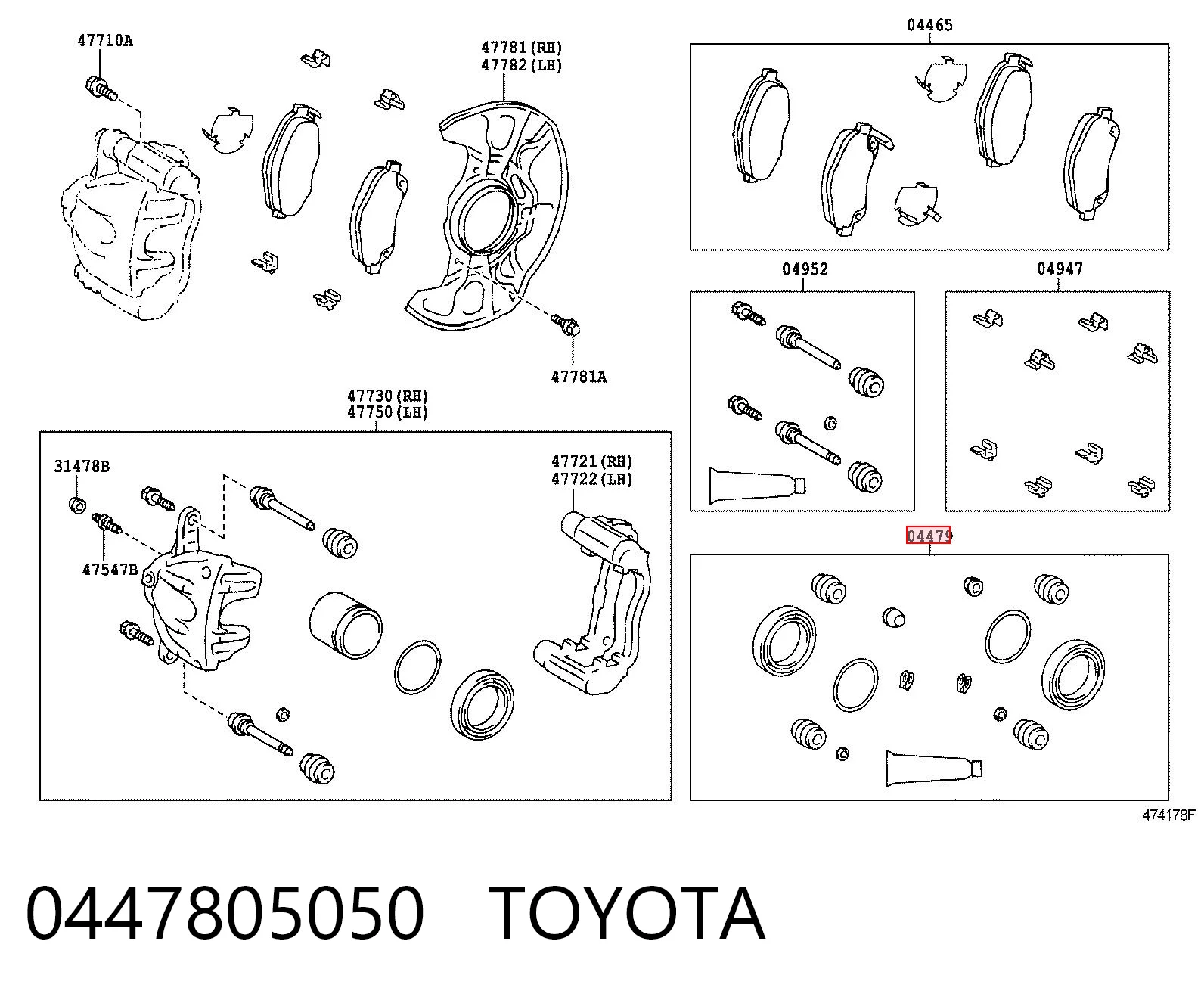 Kit de reparação de suporte do freio dianteiro para Toyota Corolla VERSO R10