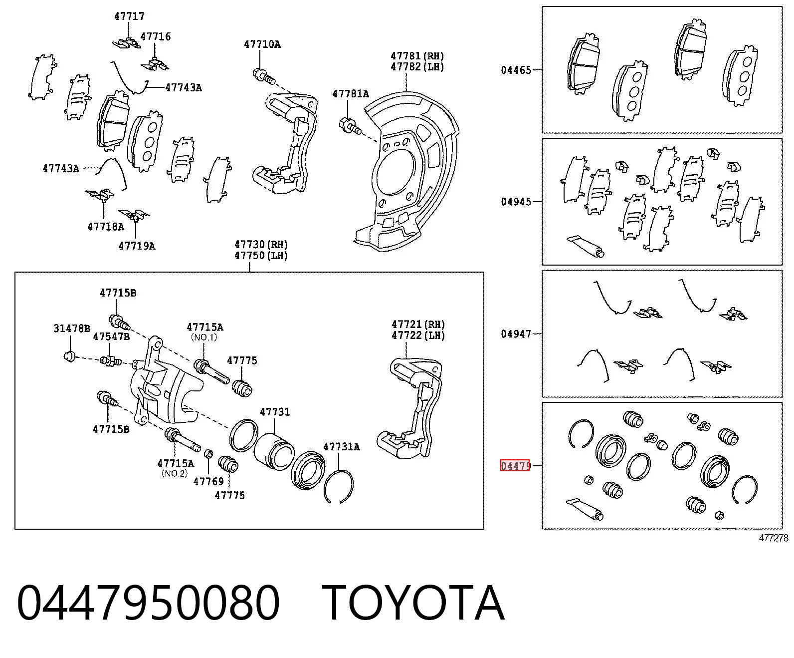 Kit de reparação de suporte do freio dianteiro para Toyota Camry III V10