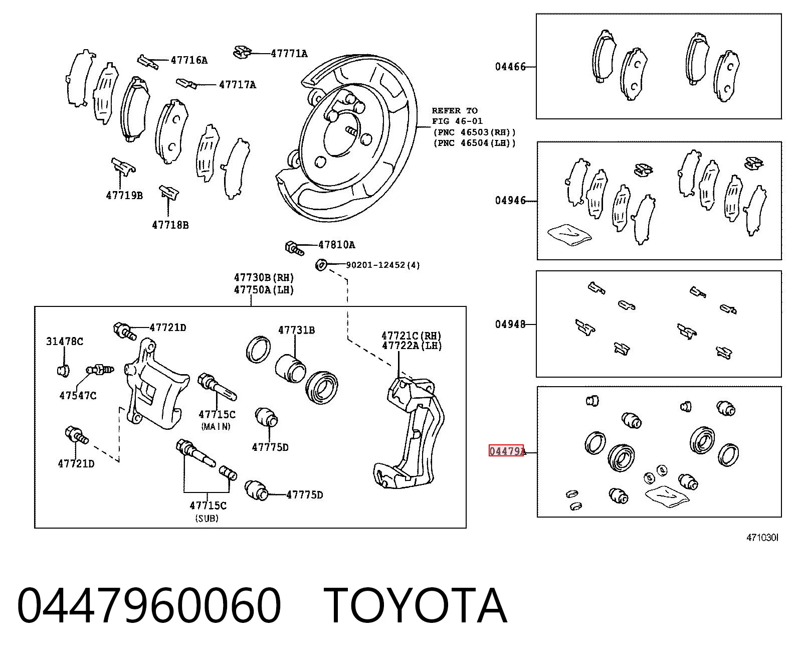 Kit de reparação de suporte do freio traseiro para Toyota Land Cruiser 100 J10