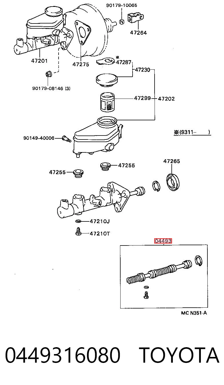 0449316080 Toyota Kit de reparação de cilindro mestre do freio