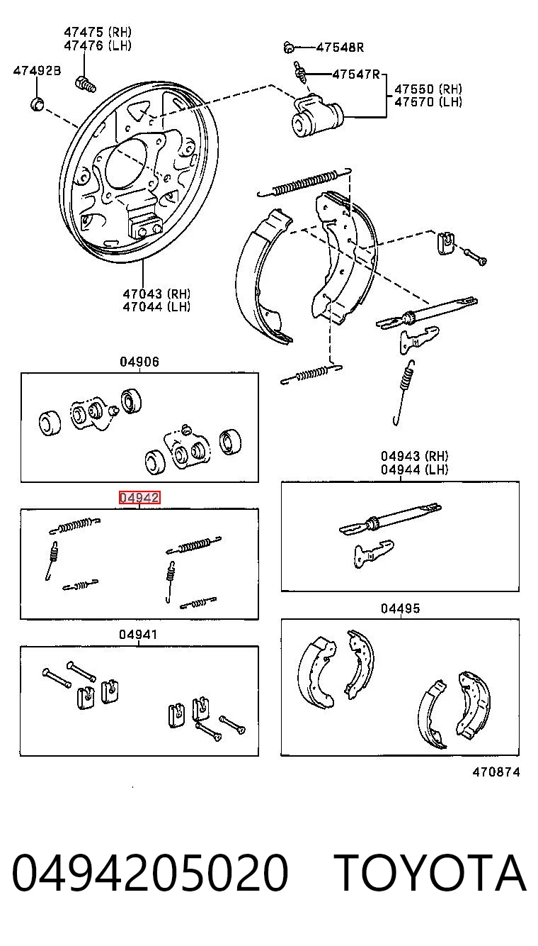 Kit de montagem das sapatas traseiras de tambor Toyota Avensis  T22 ao melhor preço