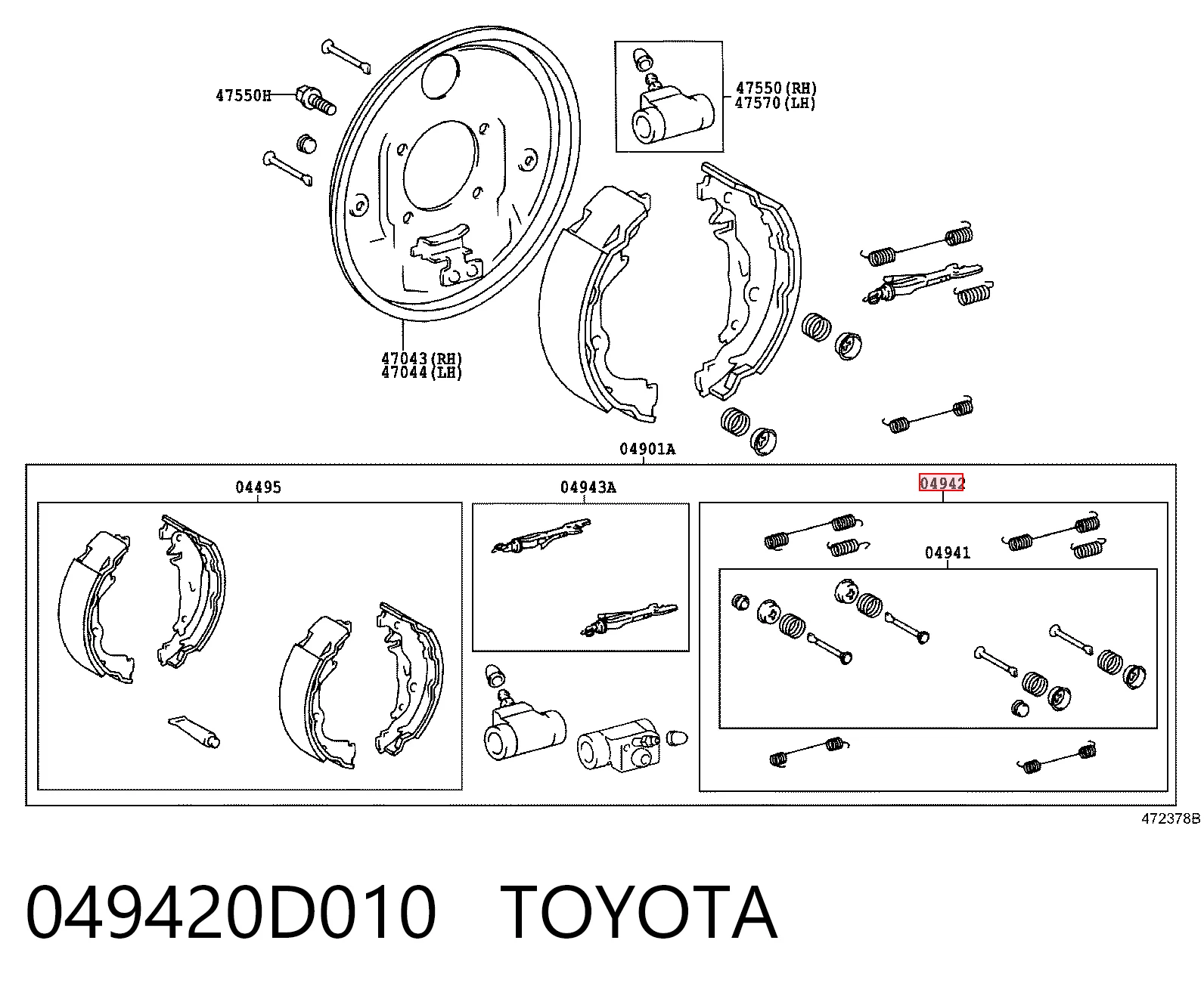 Kit de montagem das sapatas traseiras de tambor Toyota Yaris  P10 ao melhor preço