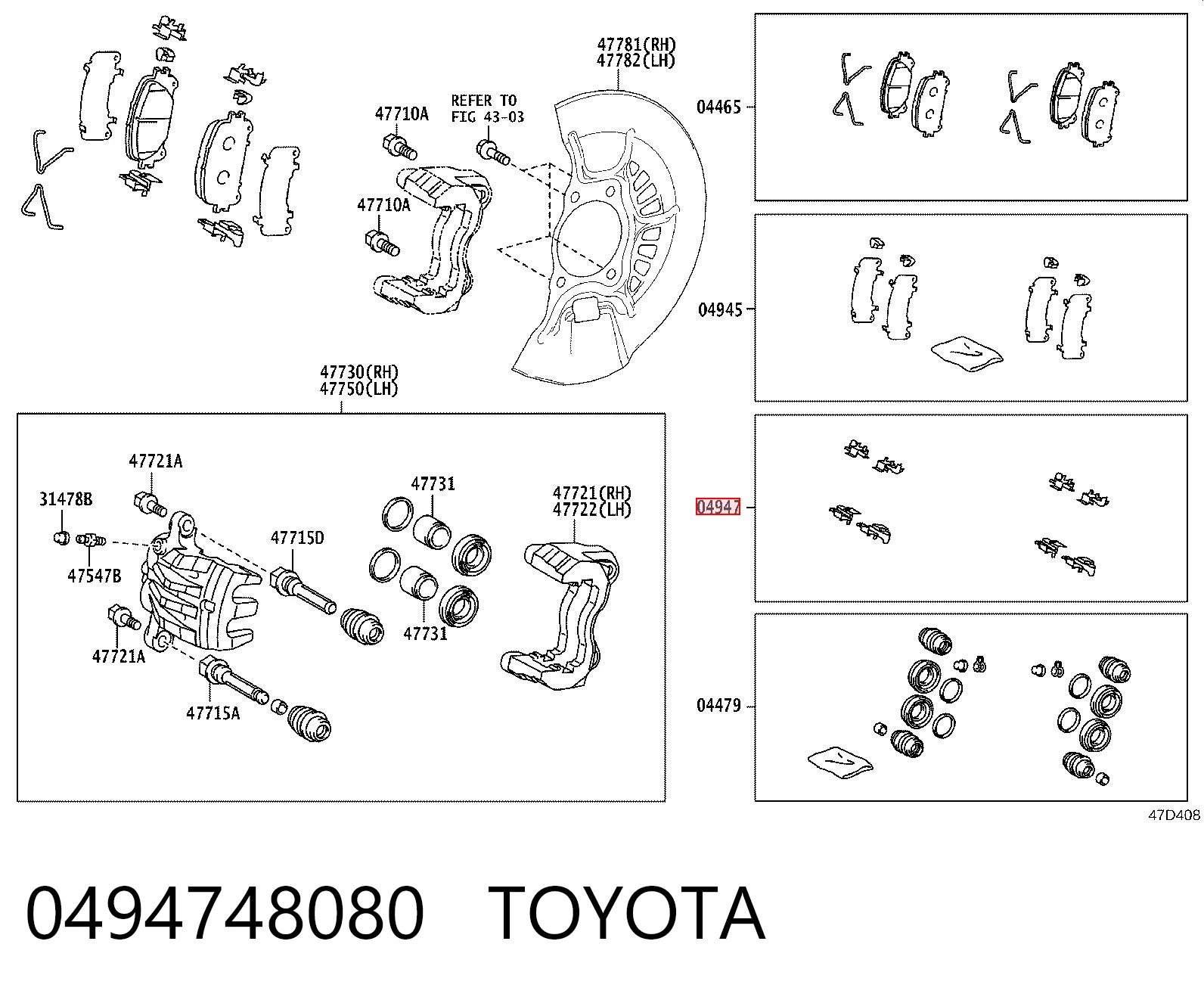 Kit de reparação dos freios dianteiros para Lexus RX 270/350/450H AGL10, GGL15, GYL15