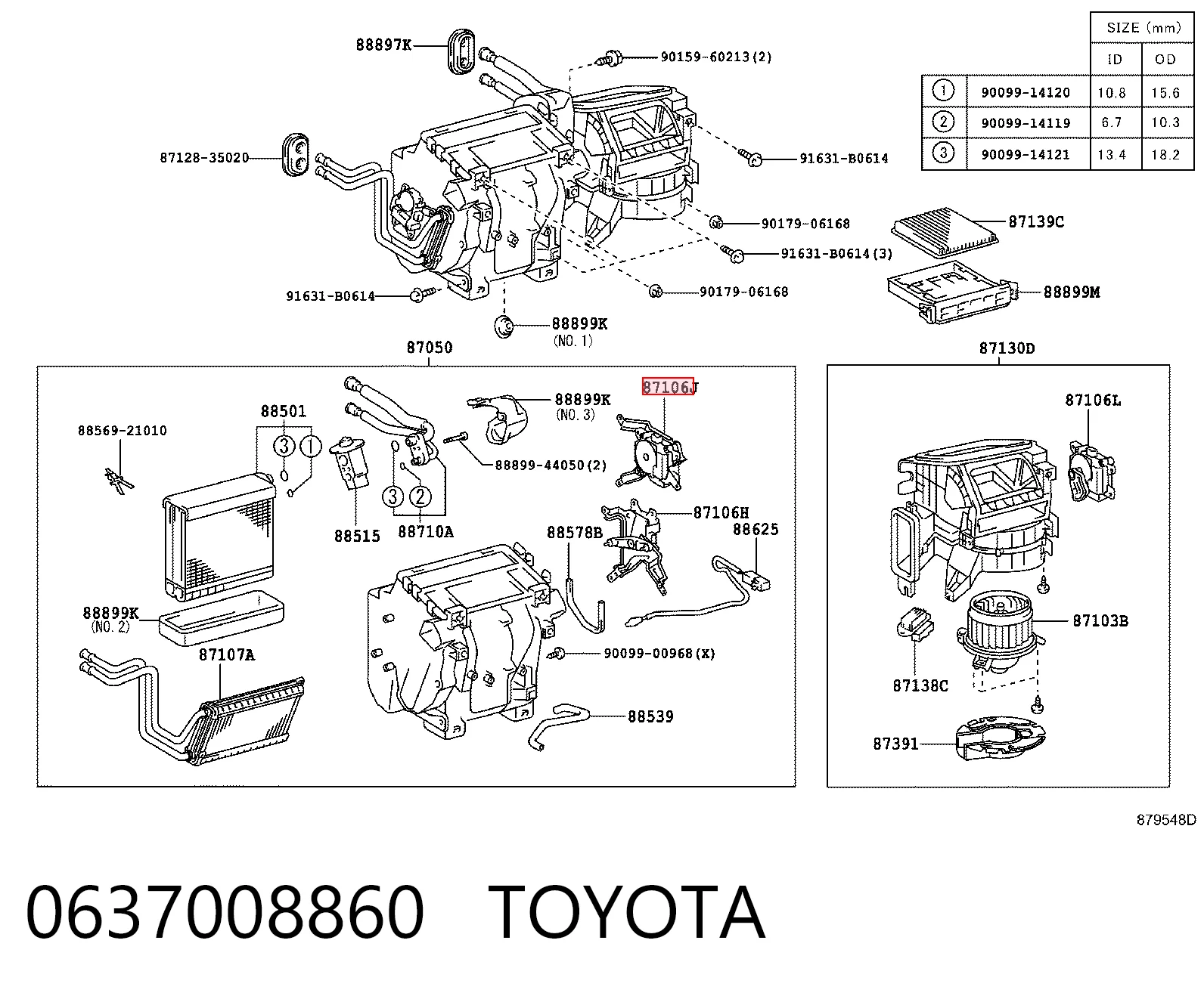 0637008860 Toyota Acionamento de comporta de forno