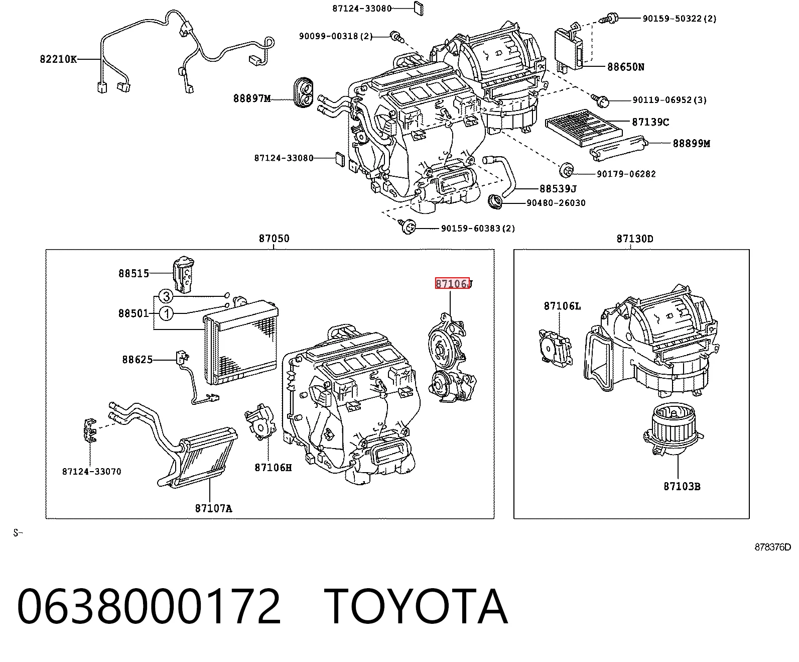0638000172 Toyota Acionamento de comporta de forno
