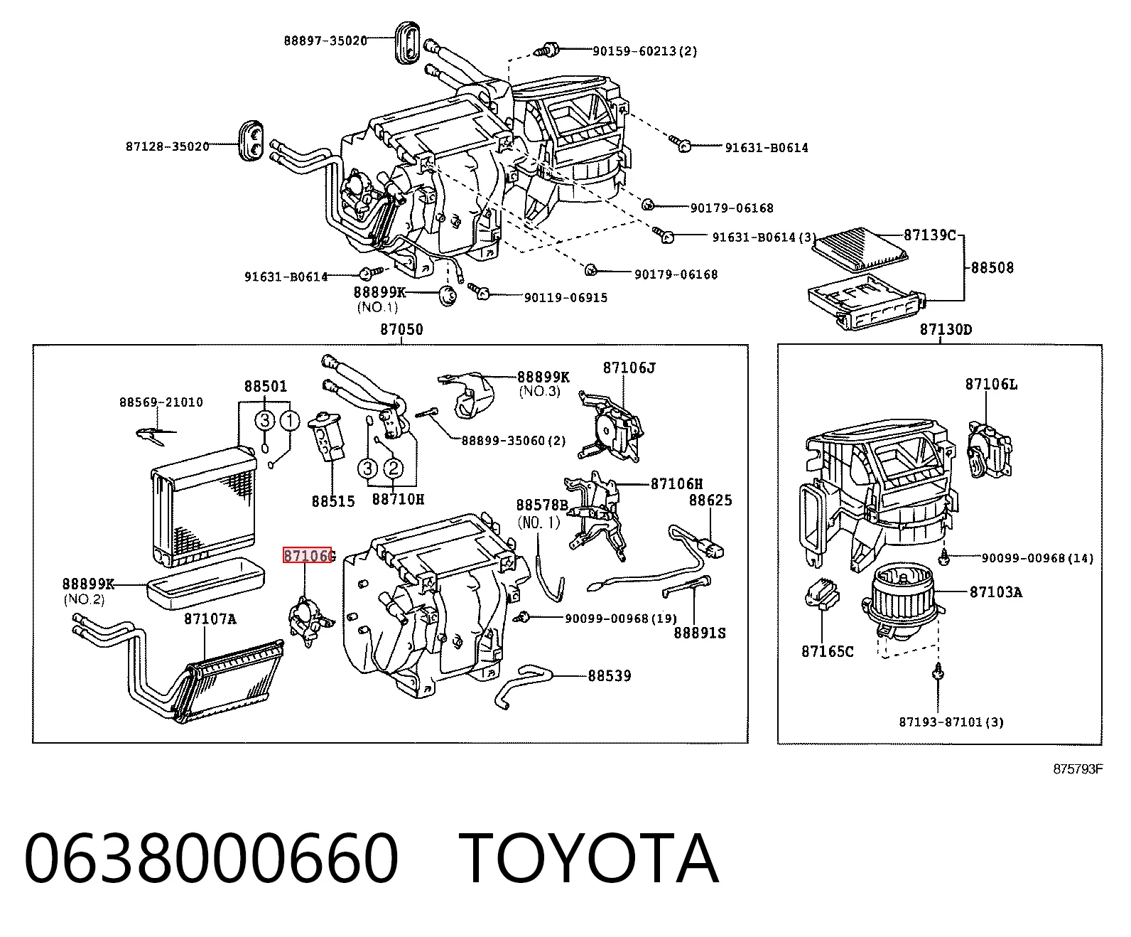 0638000660 Toyota Acionamento de comporta de forno