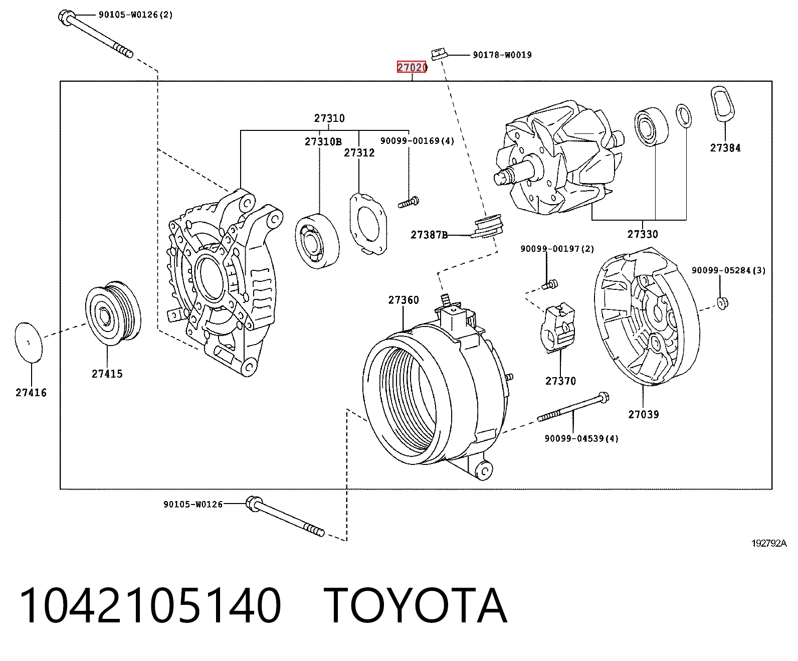 1042105140 Toyota Gerador