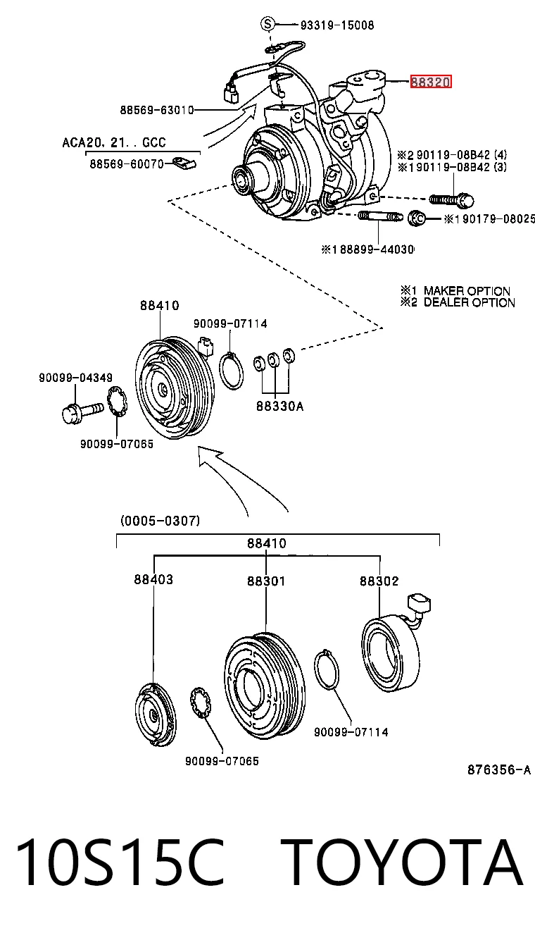 10S15C Toyota Compressor de aparelho de ar condicionado