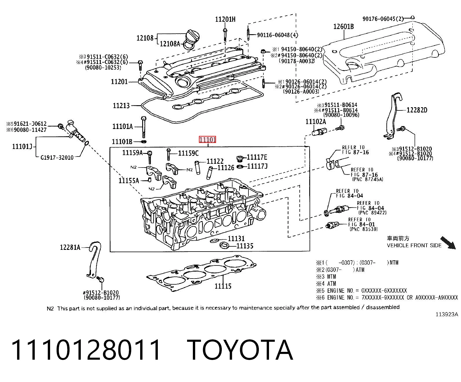 1110128011 Toyota Cabeça de motor (CBC)