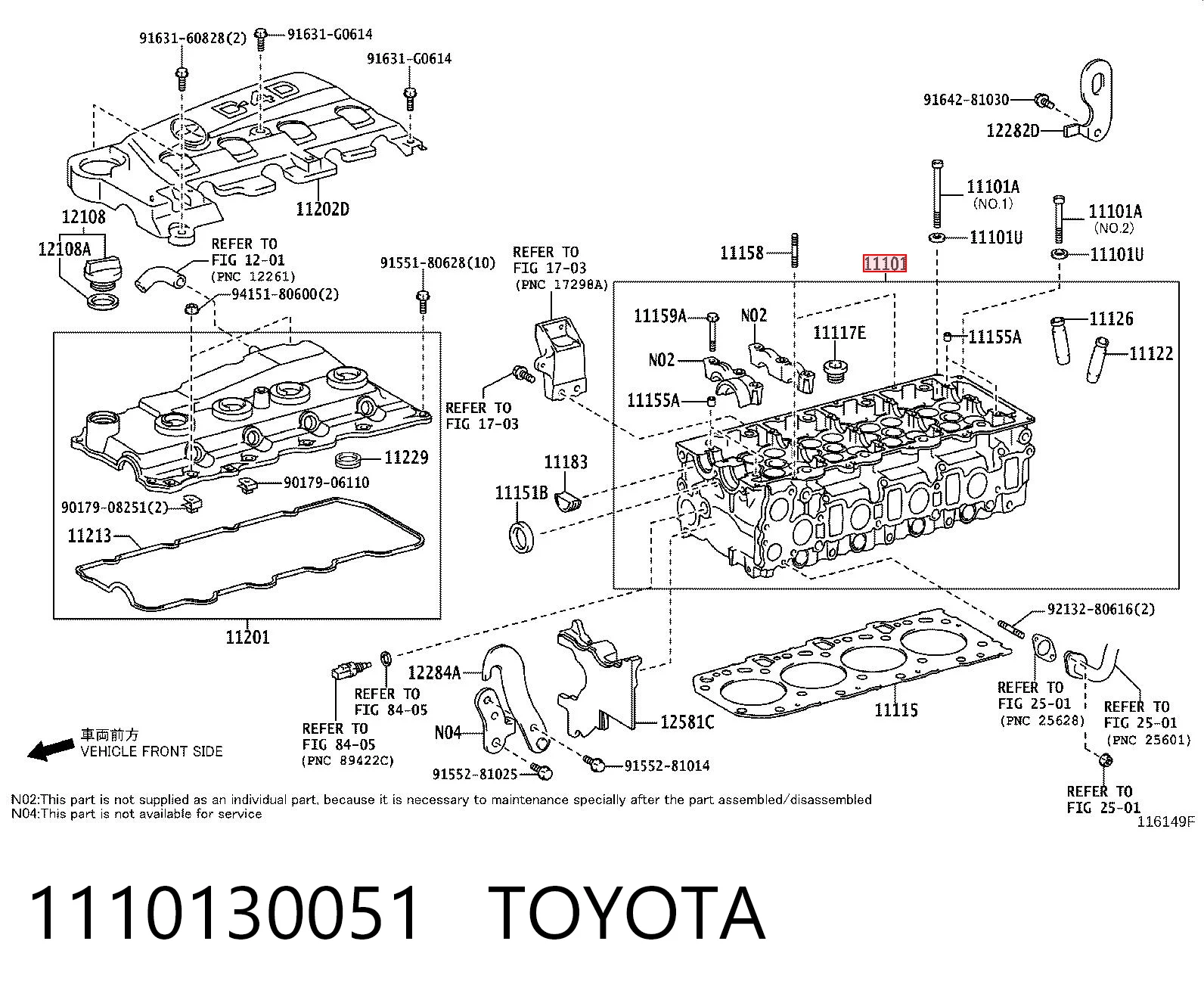 1110130051 Toyota Cabeça de motor (CBC)