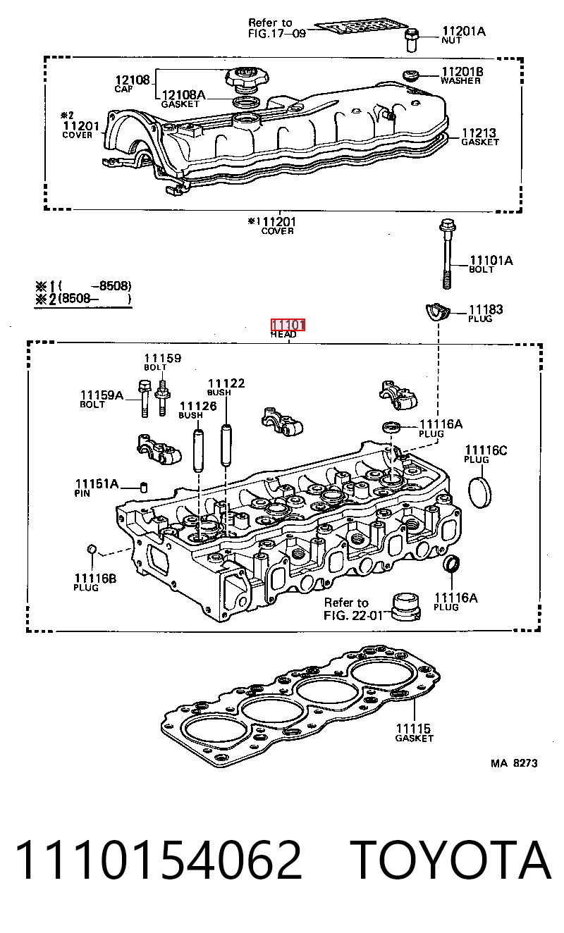 1110154062 Toyota Cabeça de motor (CBC)