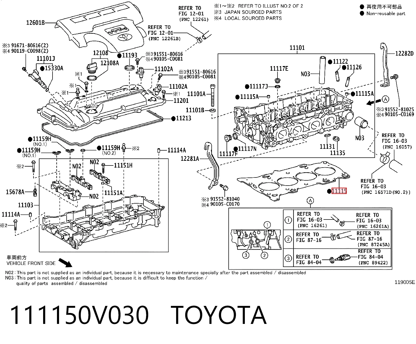Vedante de cabeça de motor (CBC) Toyota Camry VII V50