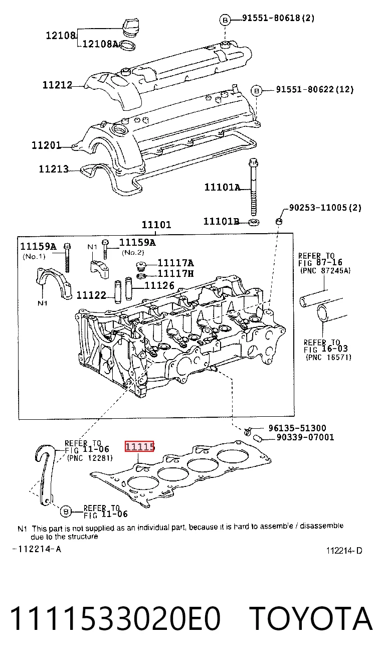 J1252137 Nipparts Vedante de cabeça de motor (CBC)