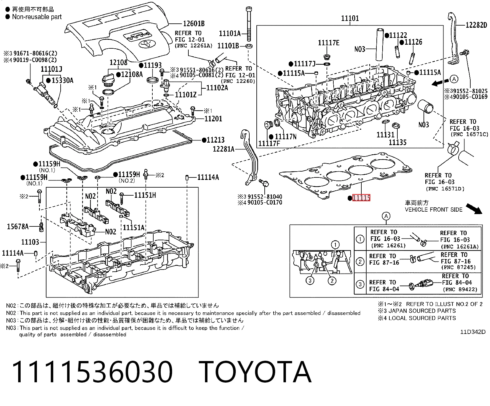1111536030 Toyota Vedante de cabeça de motor (CBC)