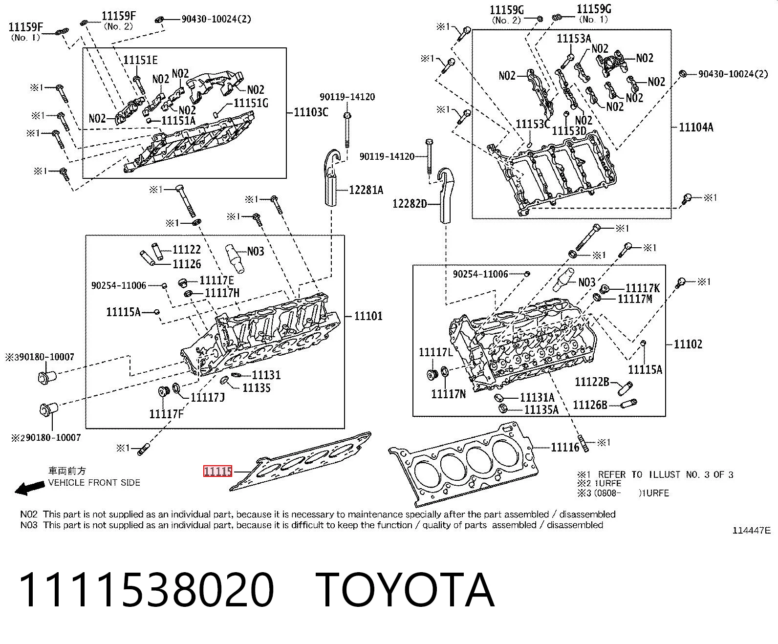 1111538020 Toyota Vedante direito de cabeça de motor (CBC)