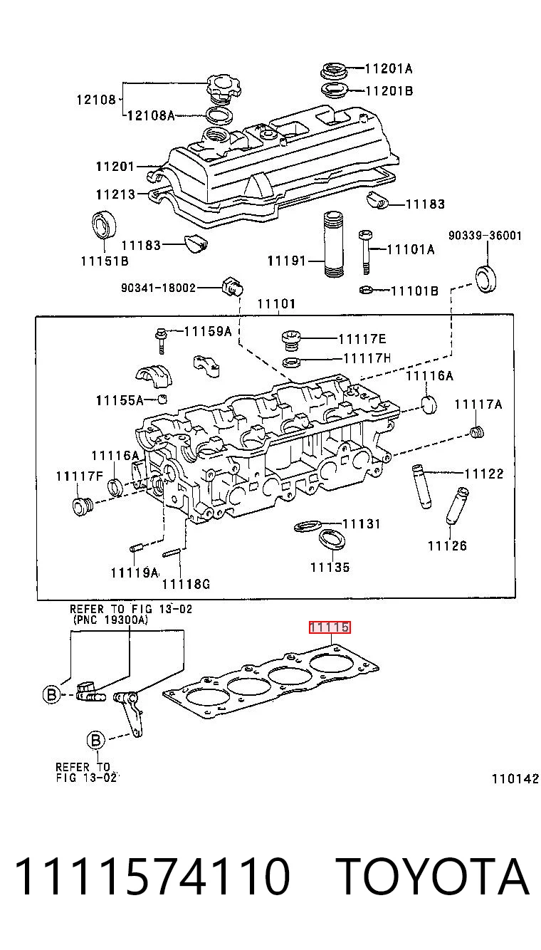 Vedante de cabeça de motor (CBC) Toyota RAV4 I XA