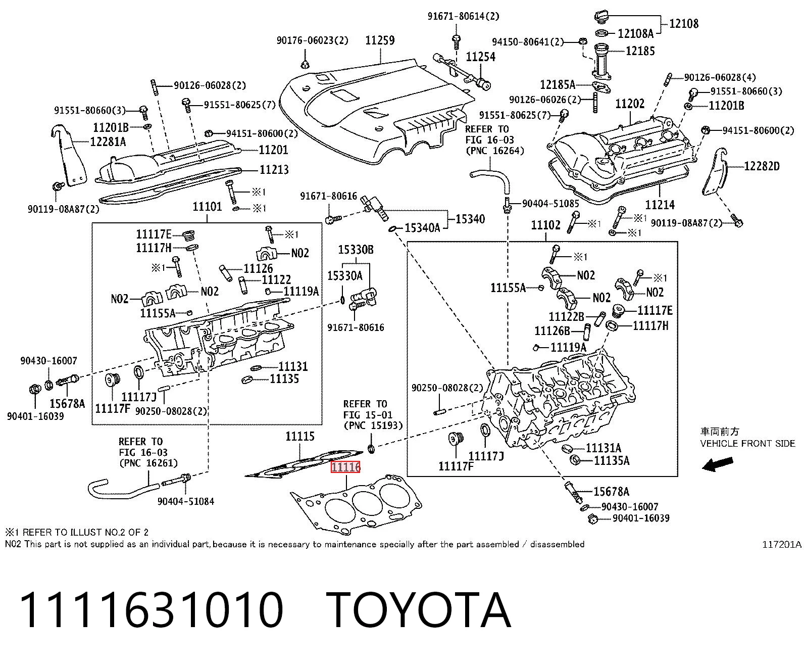 1111631010 Toyota Vedante esquerdo de cabeça de motor (CBC)