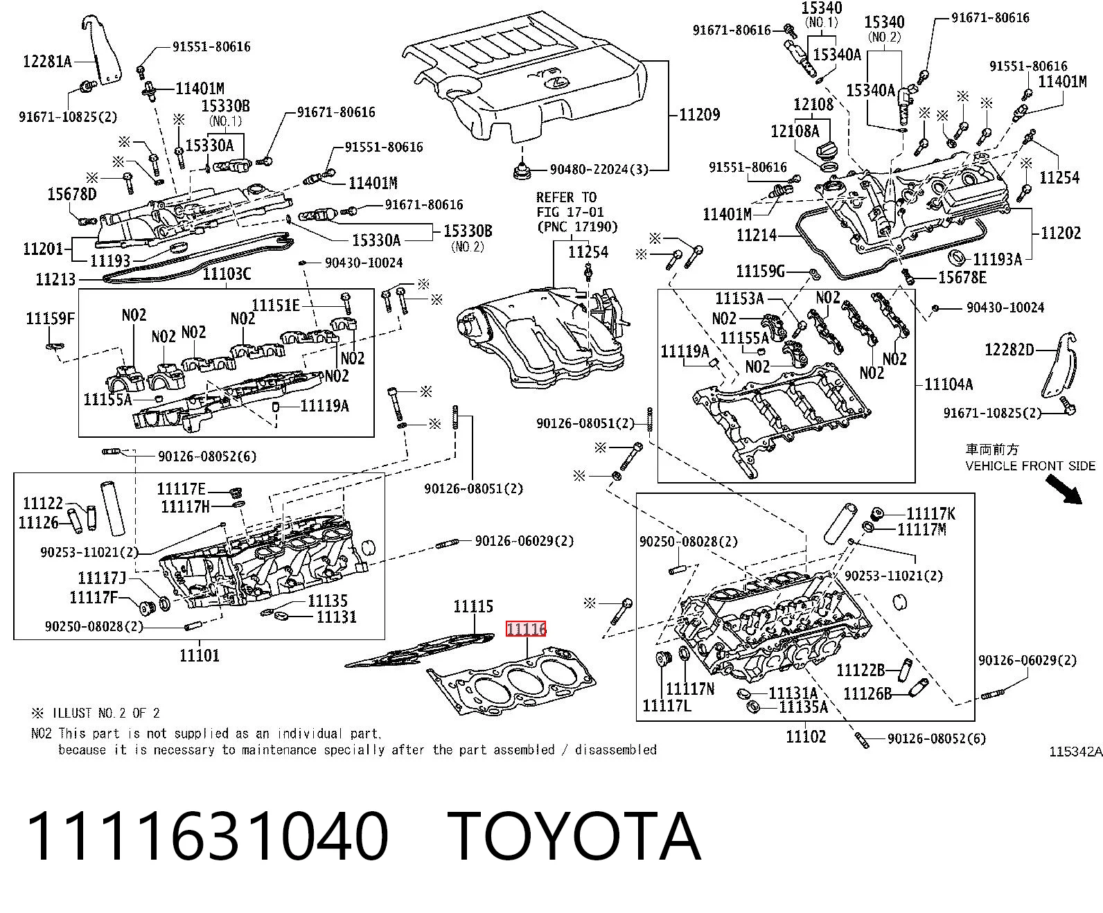1111631040 Toyota Vedante esquerdo de cabeça de motor (CBC)