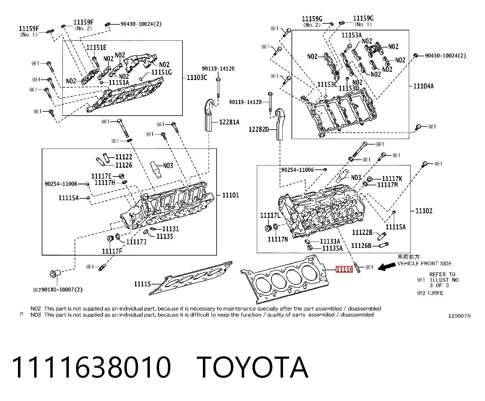 1111638010 Toyota Vedante esquerdo de cabeça de motor (CBC)
