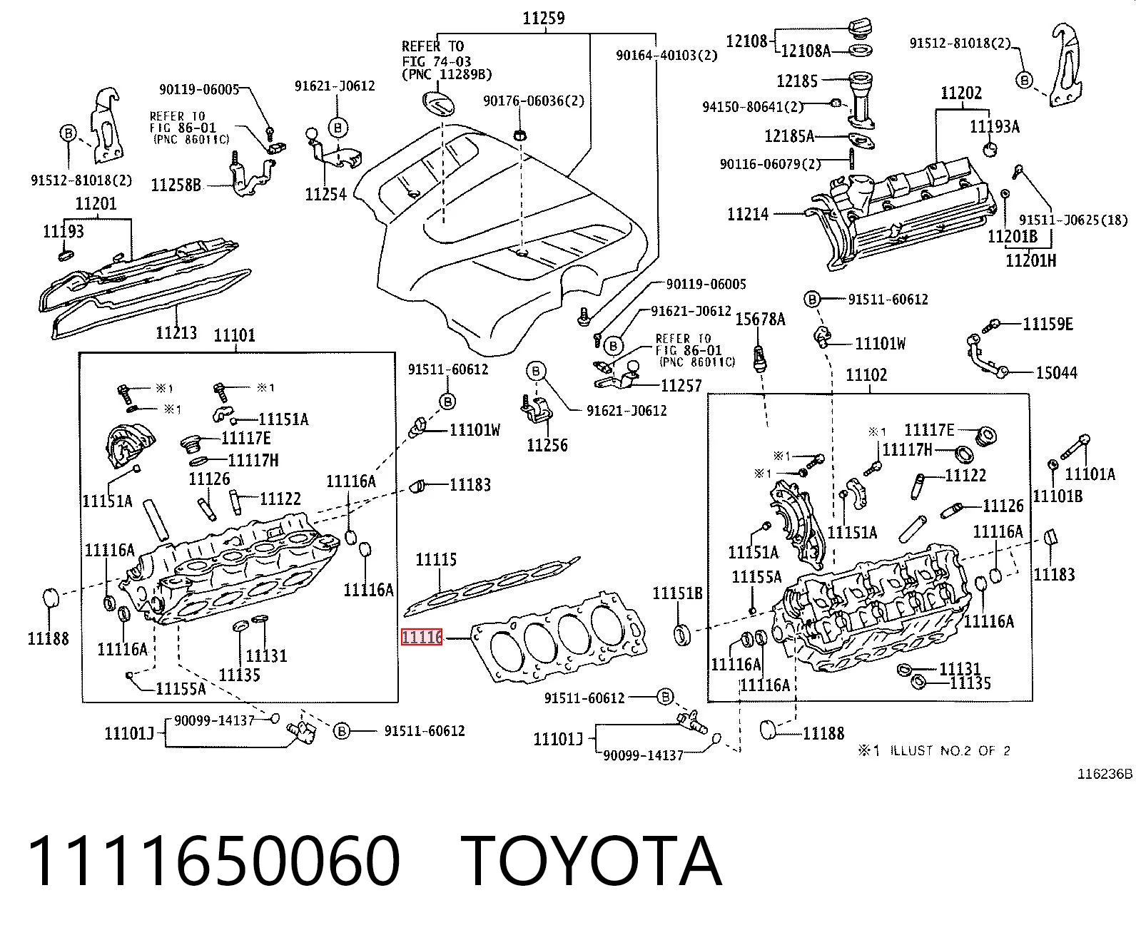1111650060 Toyota Vedante esquerdo de cabeça de motor (CBC)