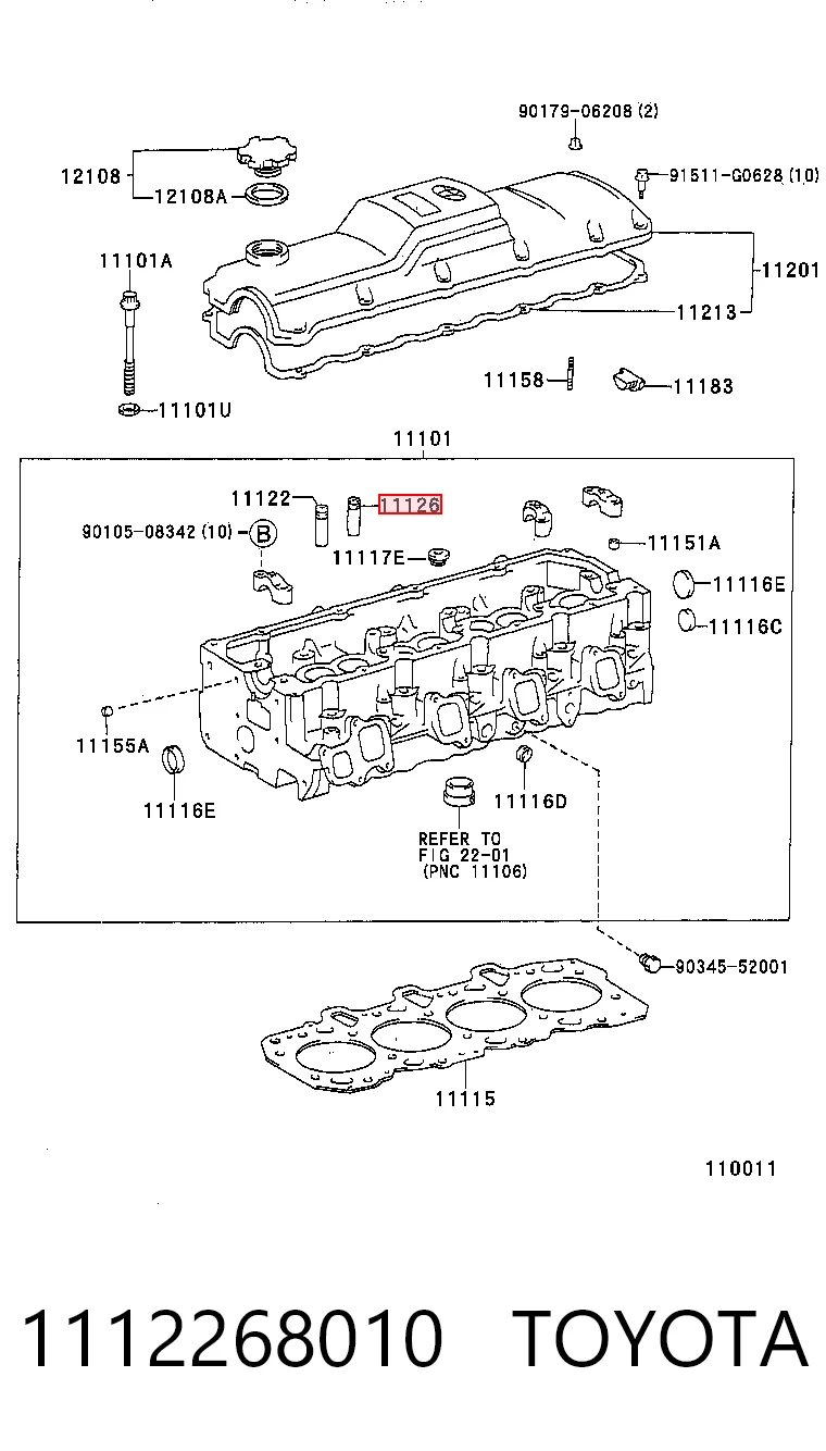  Guia de válvula Toyota Land Cruiser 90 SUV (J9) (1996 - 2002) 90